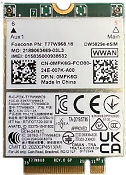 Foxconn DW5829e-eSIM M.2 Modem (4G/LTE CAT 11 450/75 Mbit)